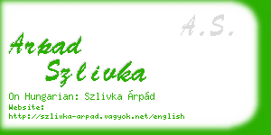 arpad szlivka business card